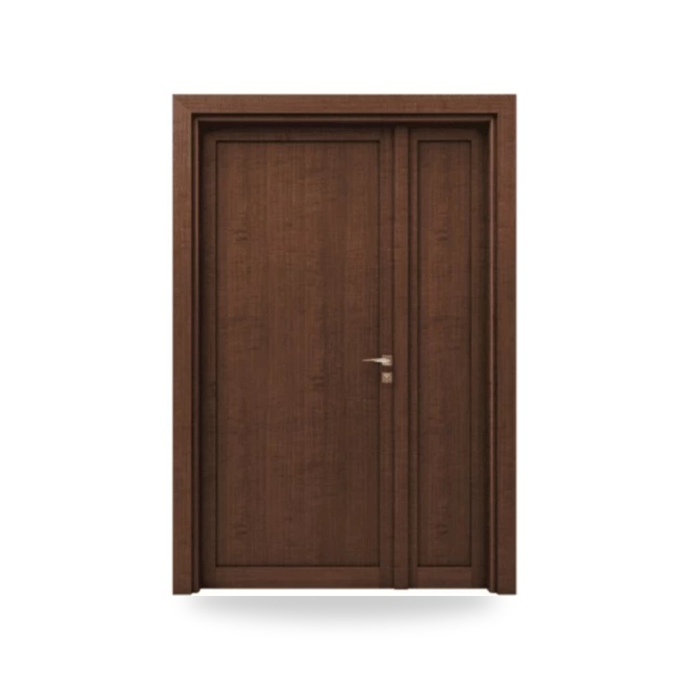 باب خشبي درفة ونصف فاخر - 160 × 235 سم - سمك 6 سم - باللون البني الطبيعي - موديل TR17