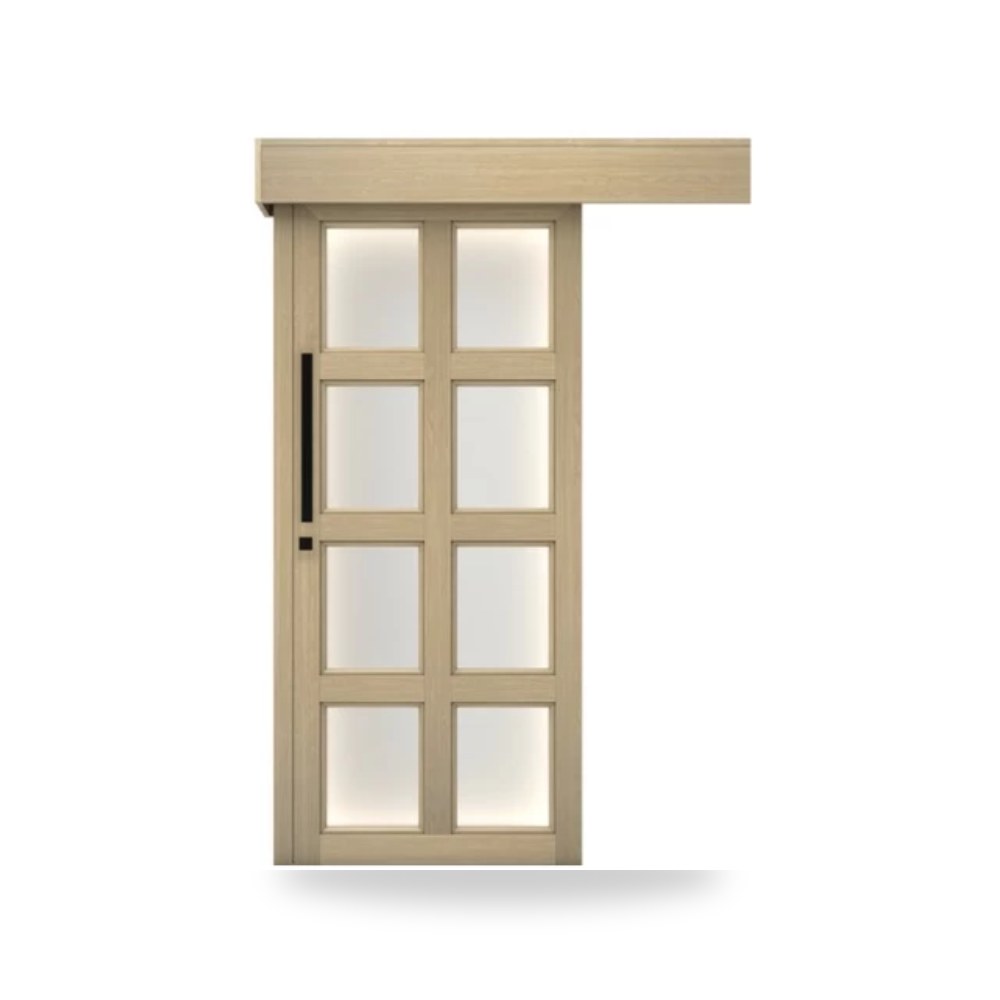 باب سحاب خشبي معماري - 110 × 265 سم - سمك 6 سم - باللون البيج العصري - موديل GPR052 موديل