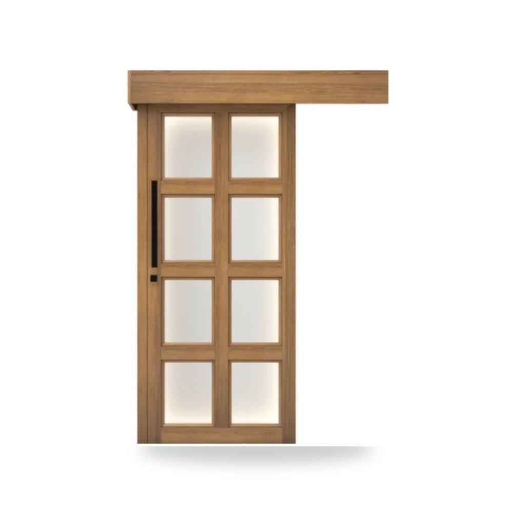 باب سحاب خشبي معماري - 110 × 265 سم - سمك 6 سم - باللون البيج العصري - مقاوم للرطوبة