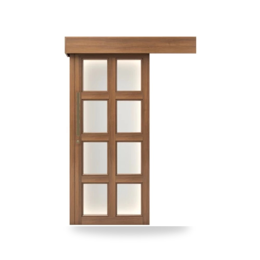 باب سحاب خشبي معماري - 110 × 265 سم - سمك 6 سم - باللون البني الفاتح - مقاوم للرطوبة