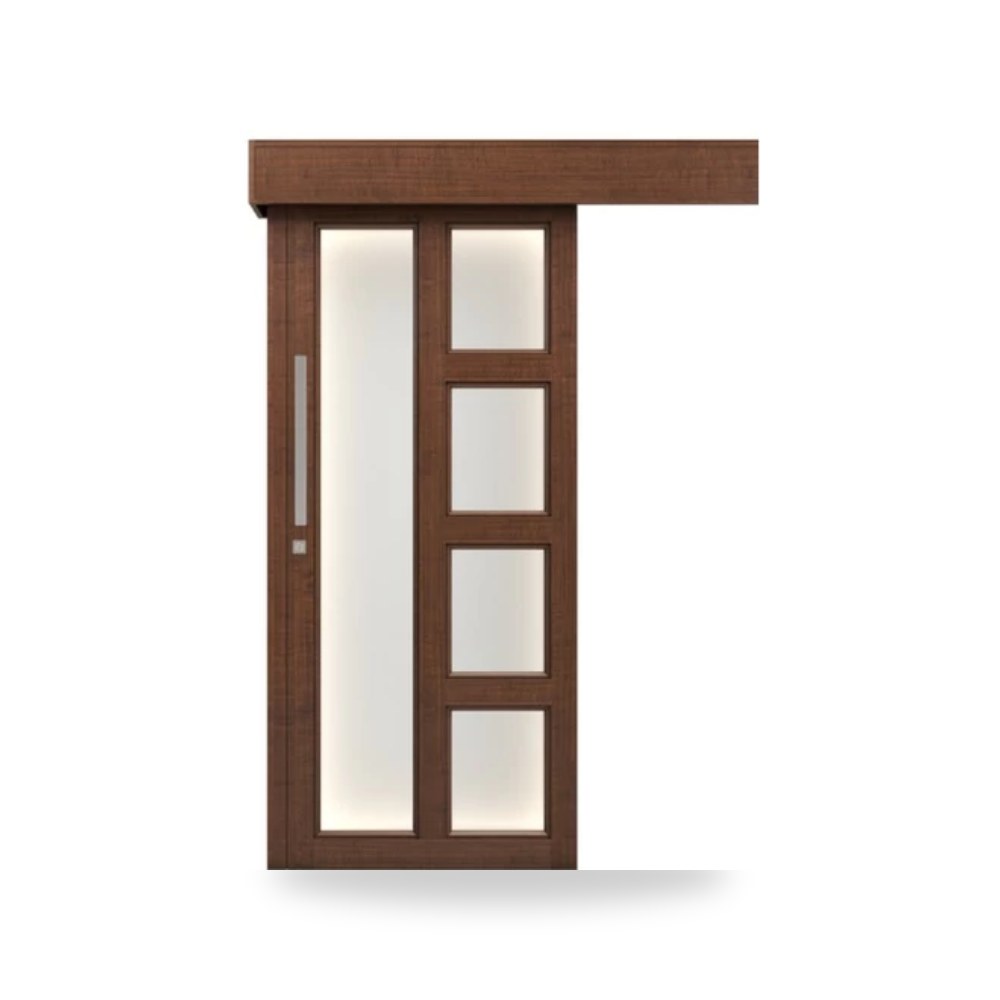 باب سحاب خشبي معماري - 110 × 265 سم - سمك 6 سم - باللون البني الطبيعي