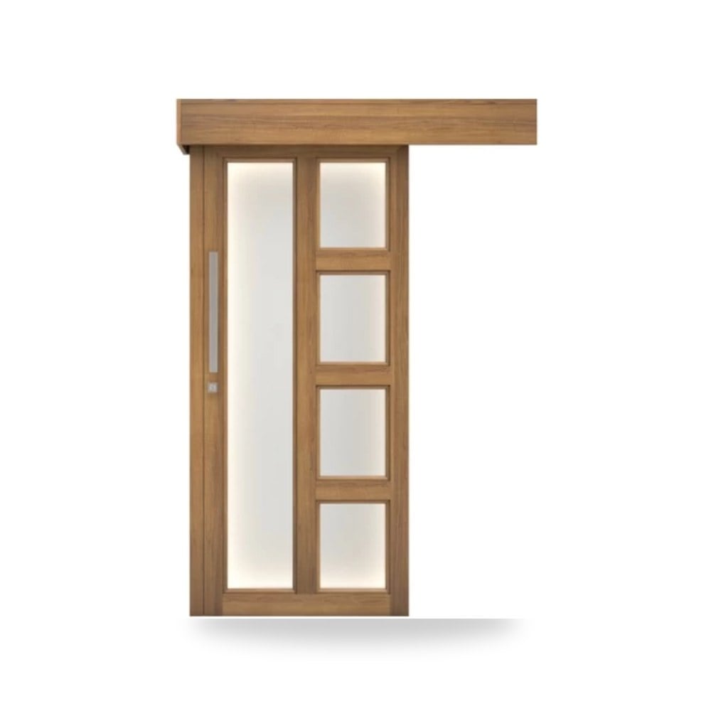 باب سحاب خشبي معماري - 110 × 265 سم - سمك 6 سم - باللون البيج العصري