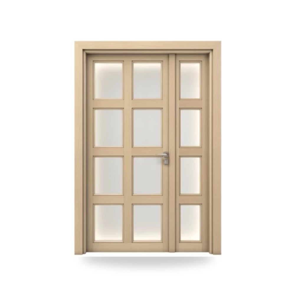 باب خشبي درفة ونصف فاخر - 160 × 235 سم - سمك 6 سم - باللون البيج العصري - موديل GPR05
