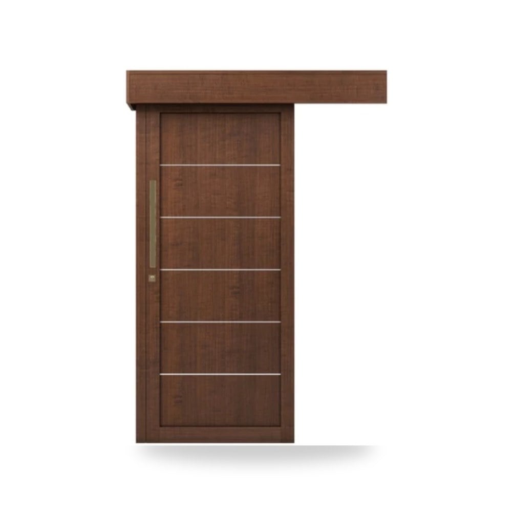 باب سحاب خشبي معماري - 110 × 265 سم - سمك 6 سم - باللون البني الطبيعي - مقاوم للرطوبة