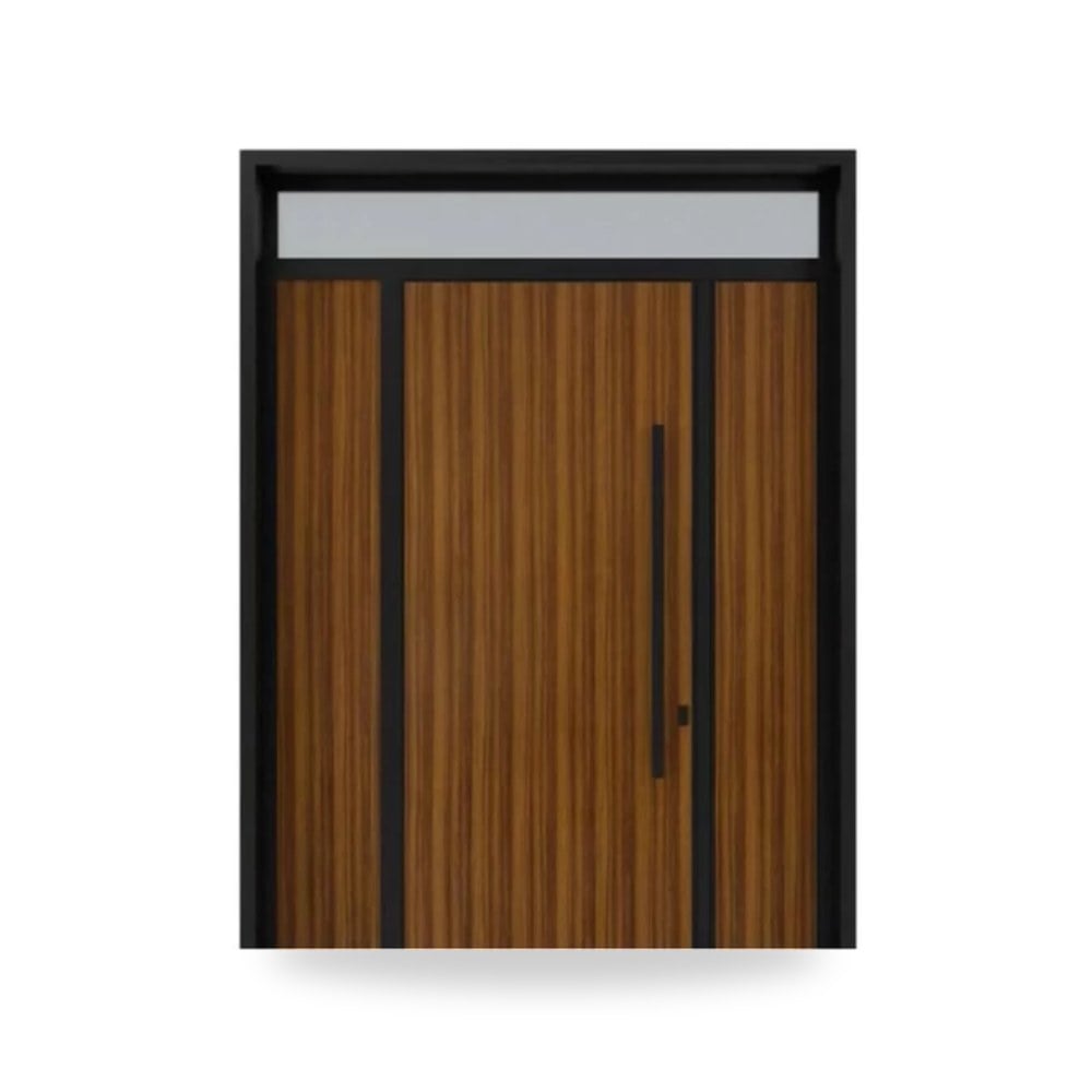 ابواب خارجيه المنيوم مقاس 220 × 235 سم سماكة 6 سم لون أسود وبني - موديل 83-285