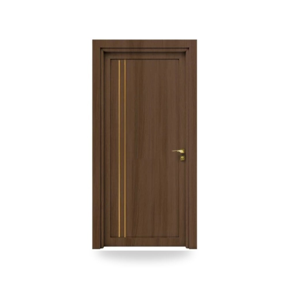 باب خشبي مفرد فاخر - 115 × 235 سم - سمك 6 سم - باللون البني الطبيعي - مقاوم للرطوبة
