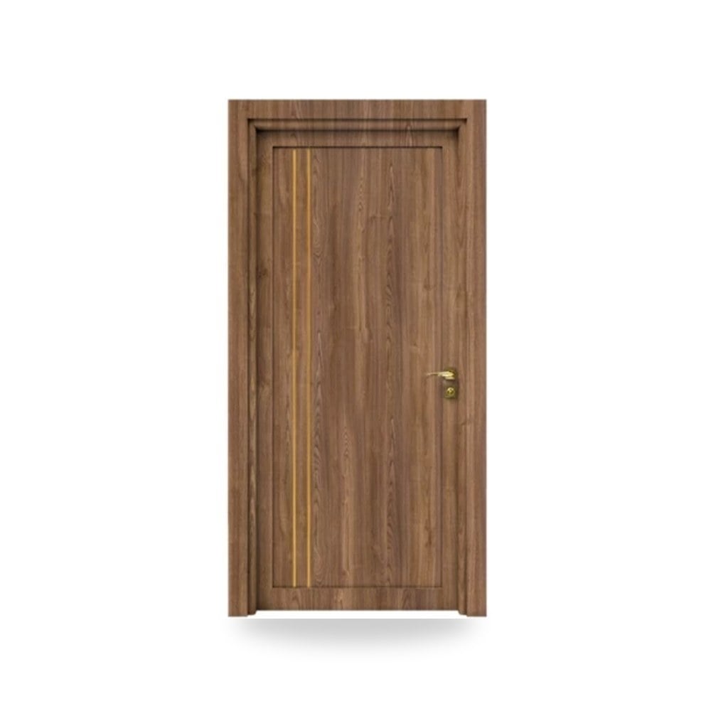 باب خشبي مفرد فاخر - 115 × 235 سم - سمك 6 سم - باللون البني الفاتح - موديل GM02 موديل