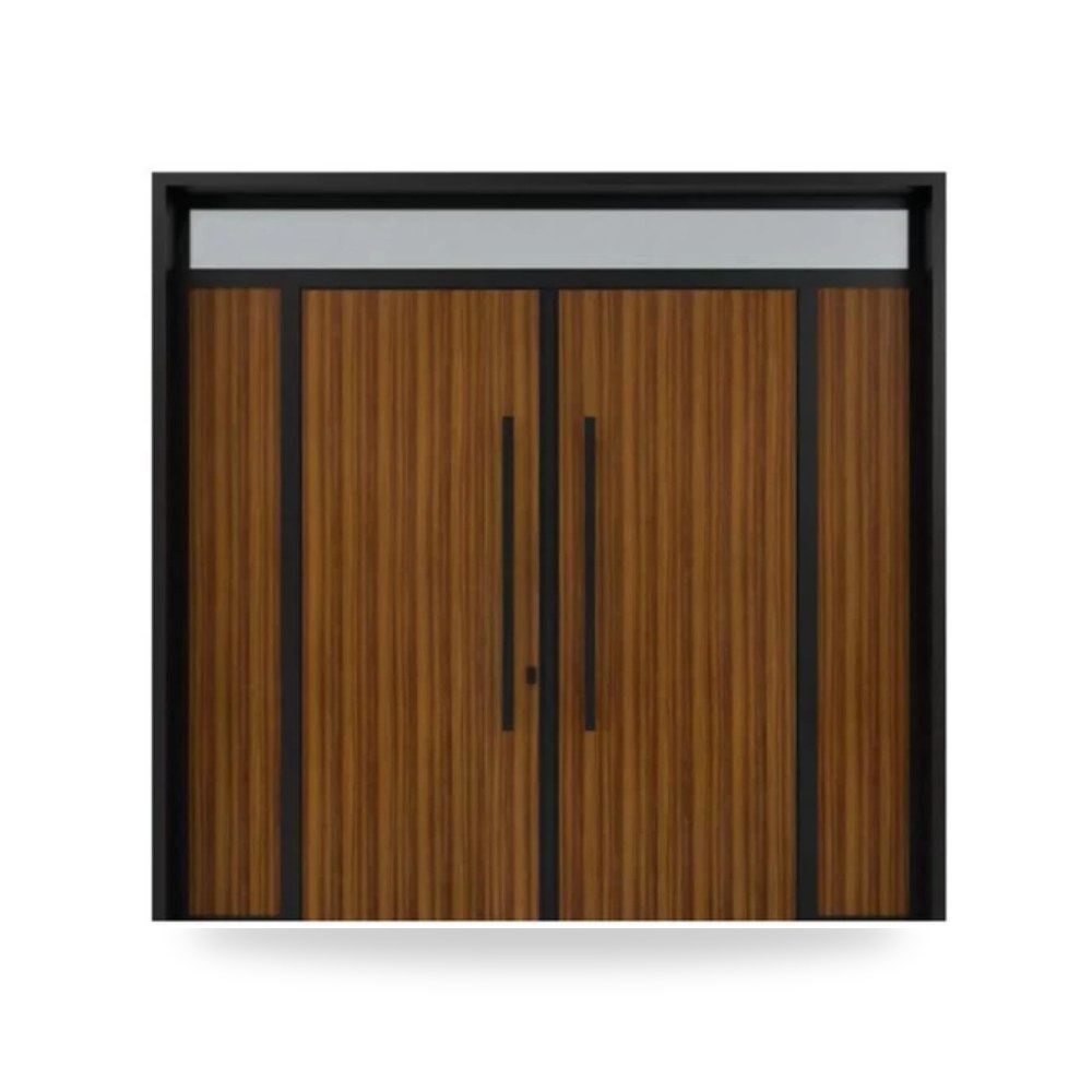 ابواب خارجيه المنيوم مقاس 220 × 235 سم سماكة 6 سم لون أسود وبني - موديل number-99-334