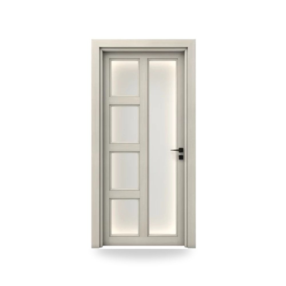 باب خشبي مفرد فاخر - 115 × 235 سم - سمك 6 سم - بتشطيب معماري أنيق - مقاوم للرطوبة