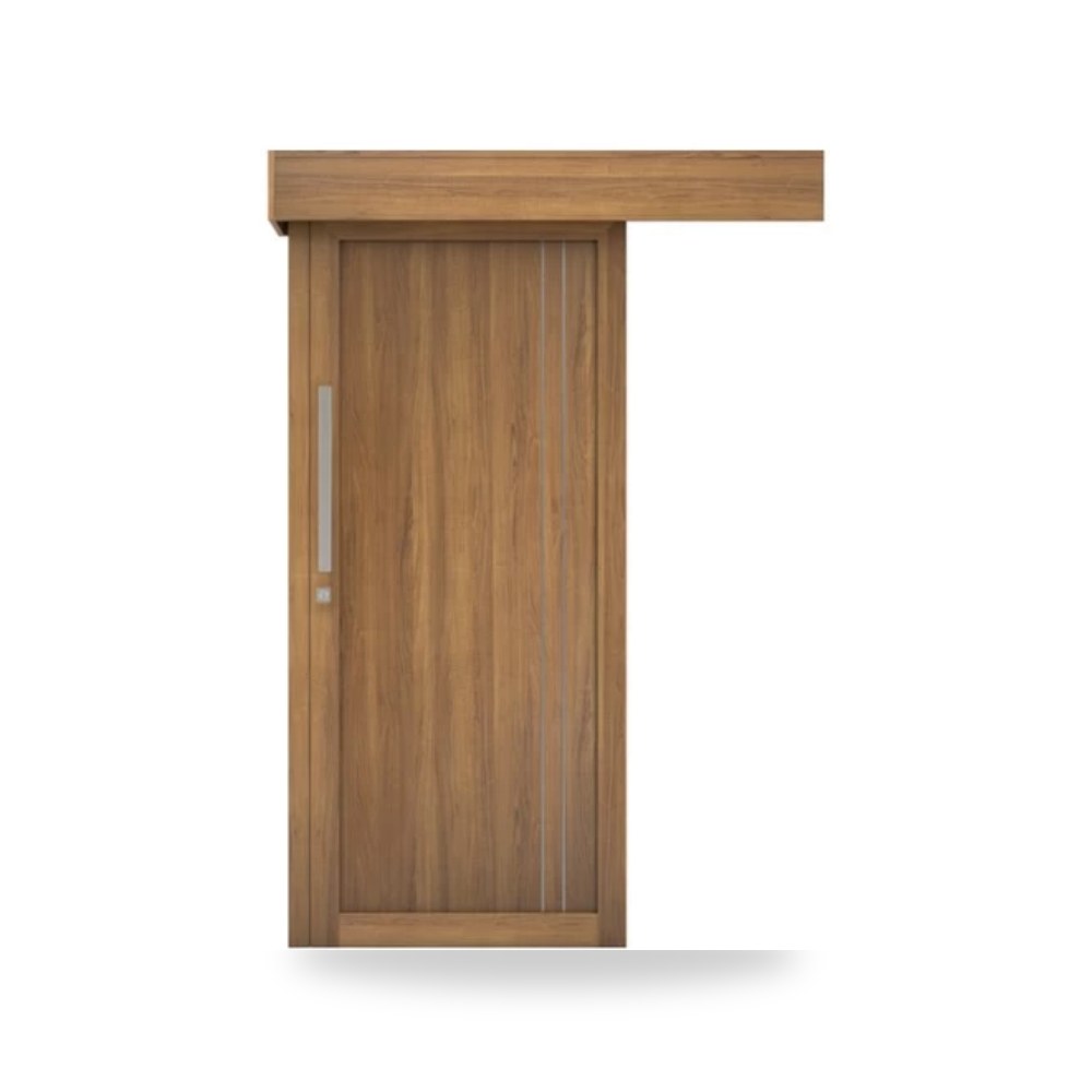 باب سحاب خشبي معماري - 110 × 265 سم - سمك 6 سم - باللون البيج العصري - موديل M02 موديل
