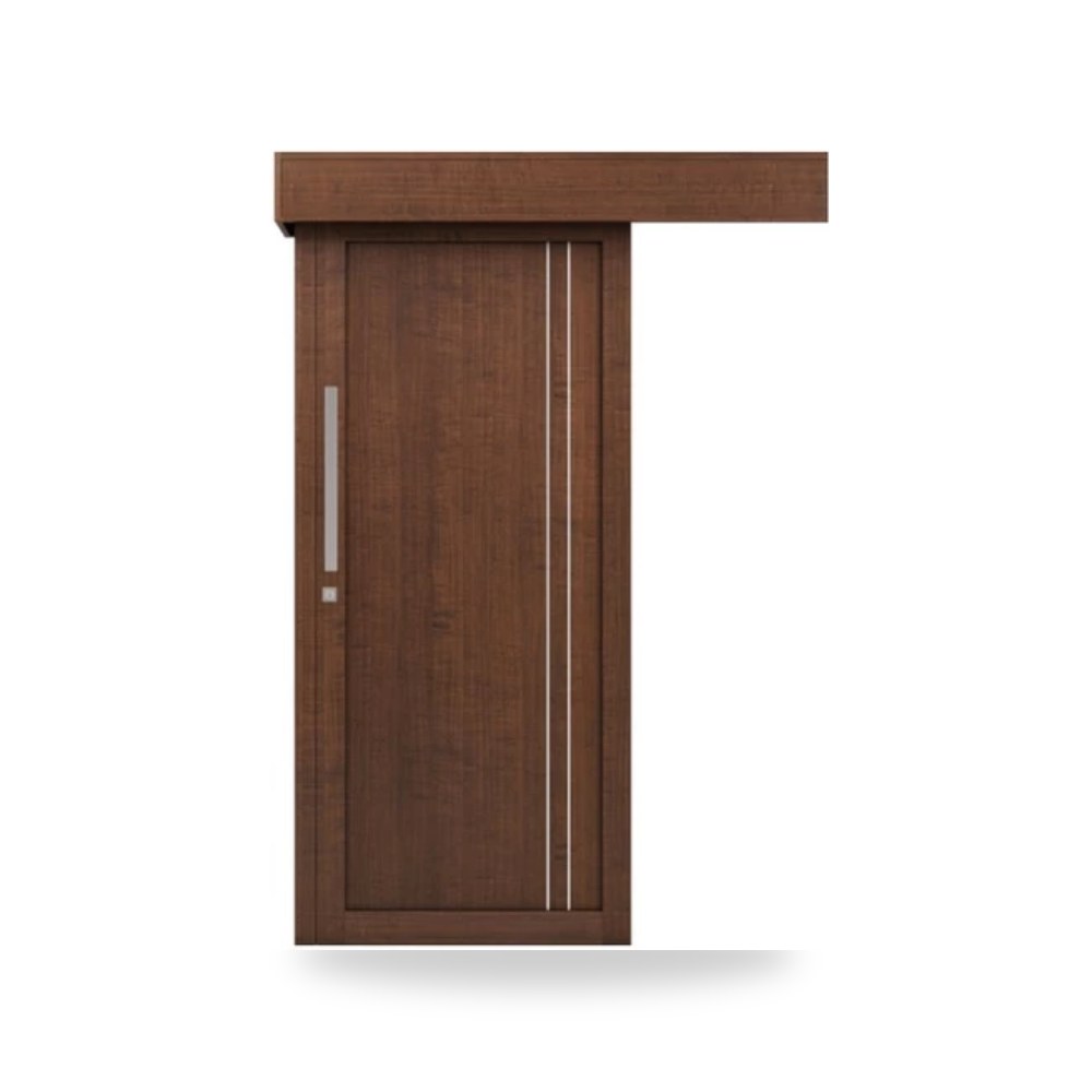 باب سحاب خشبي معماري - 110 × 265 سم - سمك 6 سم - باللون البني الطبيعي - موديل M02 موديل