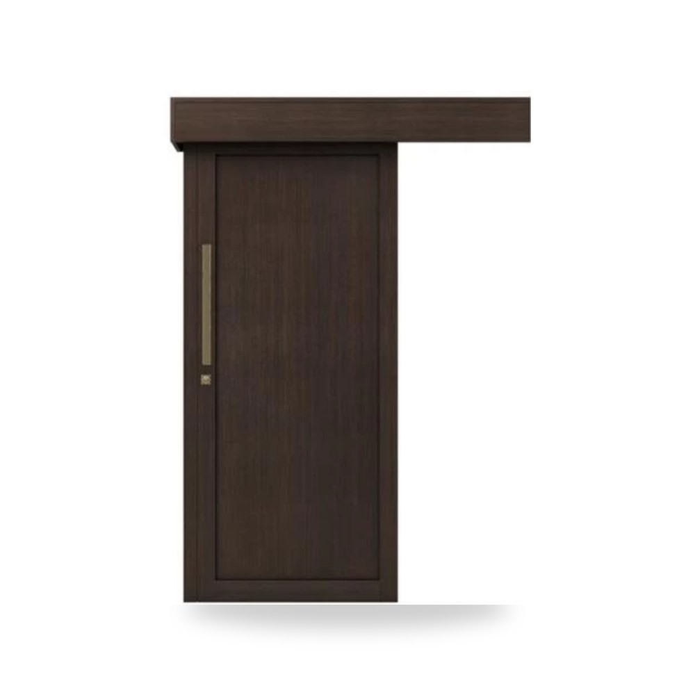 باب سحاب خشبي معماري - 110 × 265 سم - سمك 6 سم - باللون البني الغامق - مقاوم