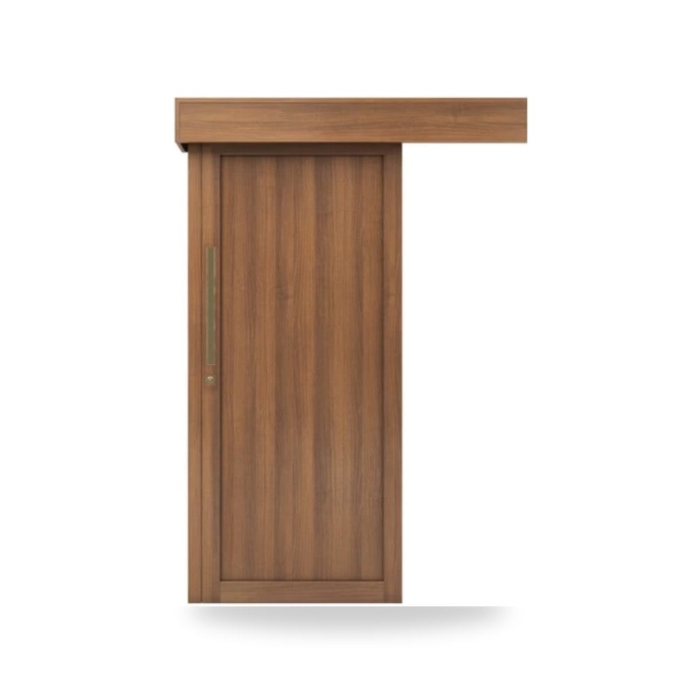 باب سحاب خشبي معماري - 110 × 265 سم - سمك 6 سم - باللون البني الفاتح - موديل TR7 موديل