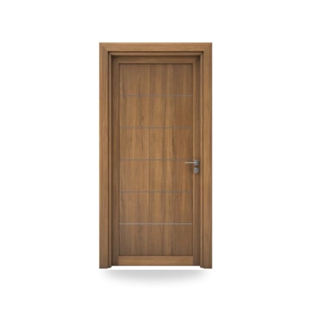 باب خشبي مفرد فاخر - 115 × 235 سم - سمك 6 سم - باللون البني الفاتح - مقاوم