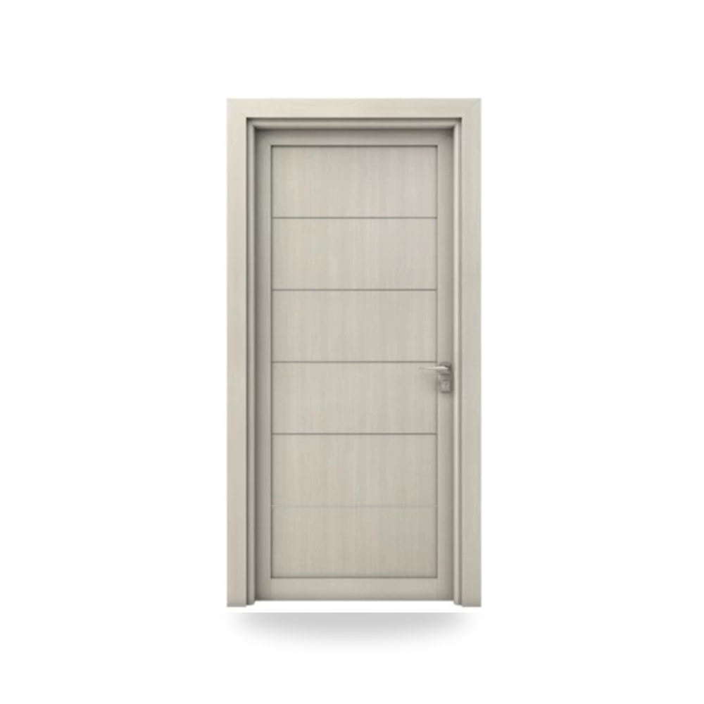 باب خشبي مفرد فاخر - 115 × 235 سم - سمك 6 سم - بتشطيب معماري أنيق - مقاوم للرطوبة
