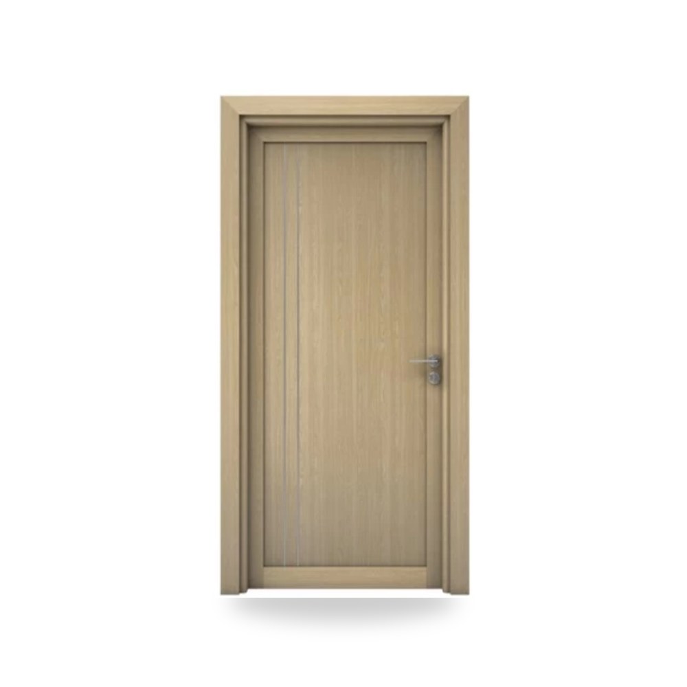 (Matkel) - باب خشبي مفرد فاخر - 115 × 235 سم - سمك 6 سم - باللون البني الطبيعي