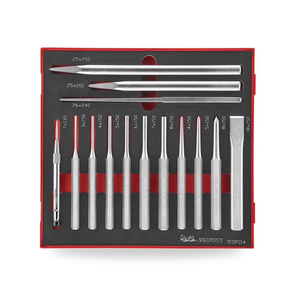 طقم سنبك وتخريم ودمغ معادن صلب 14 قطعة RS PRO ريمكو للتوريدات الصناعية (Reemco Industrial)