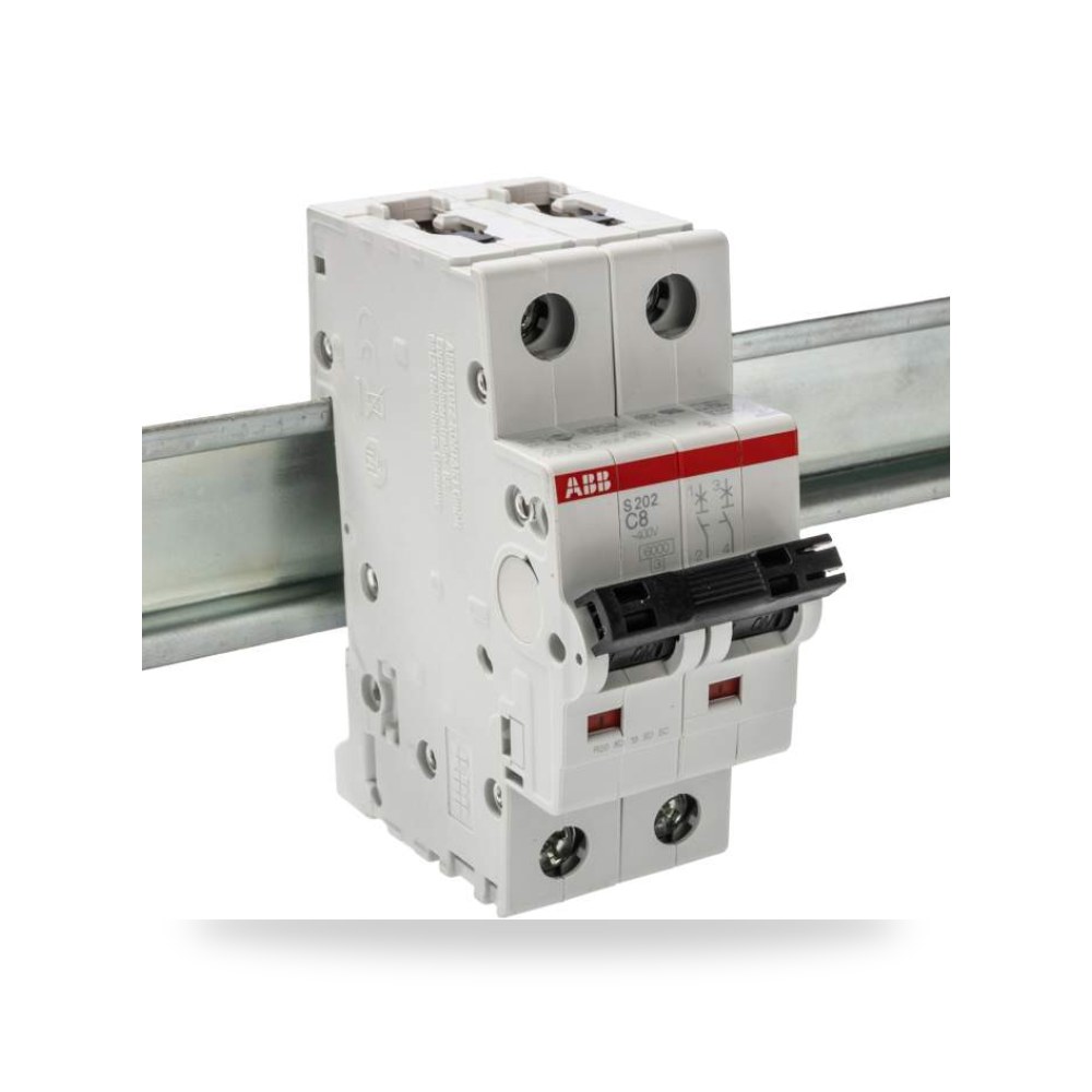 قاطع تيار أوتوماتيكي MCB S200 ثنائي 8A منحنى ريمكو للتوريدات الصناعية (Reemco Industrial)