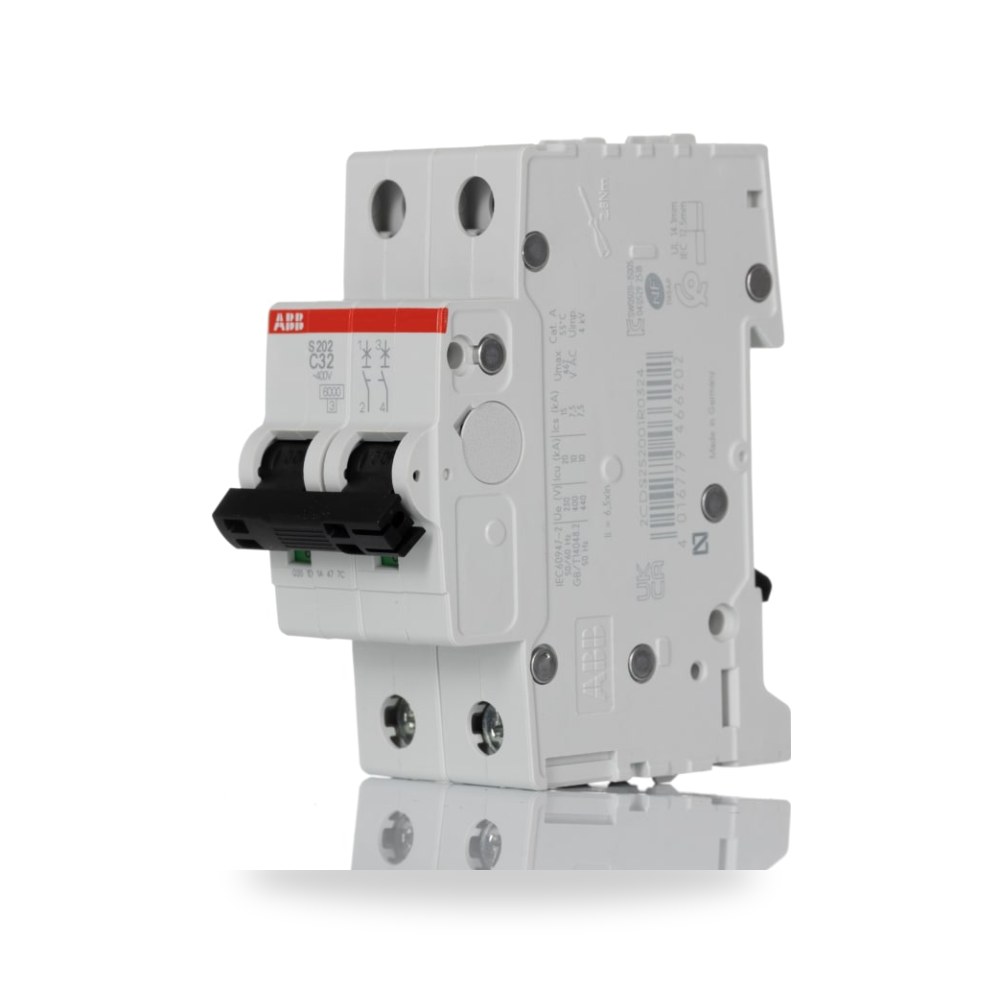 قاطع تيار أوتوماتيكي MCB S200 ثنائي 32A منحنى ريمكو للتوريدات الصناعية (Reemco Industrial)