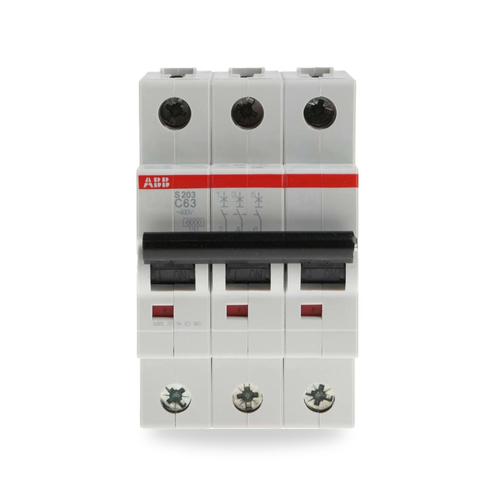 قاطع تيار أوتوماتيكي MCB S200 ثلاثي 63A منحنى ريمكو للتوريدات الصناعية (Reemco Industrial)
