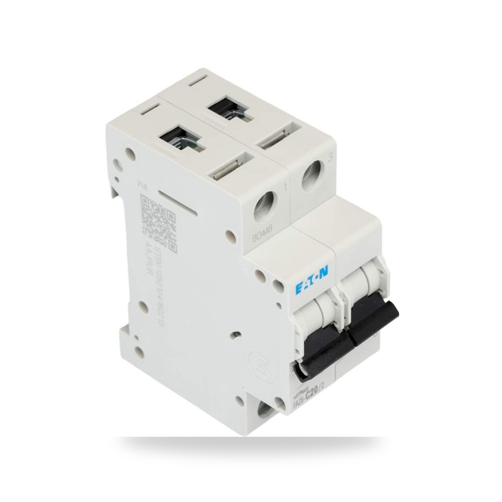 قاطع تيار أوتوماتيكي MCB ثنائي 20A منحنى طراز ريمكو للتوريدات الصناعية (Reemco Industrial)