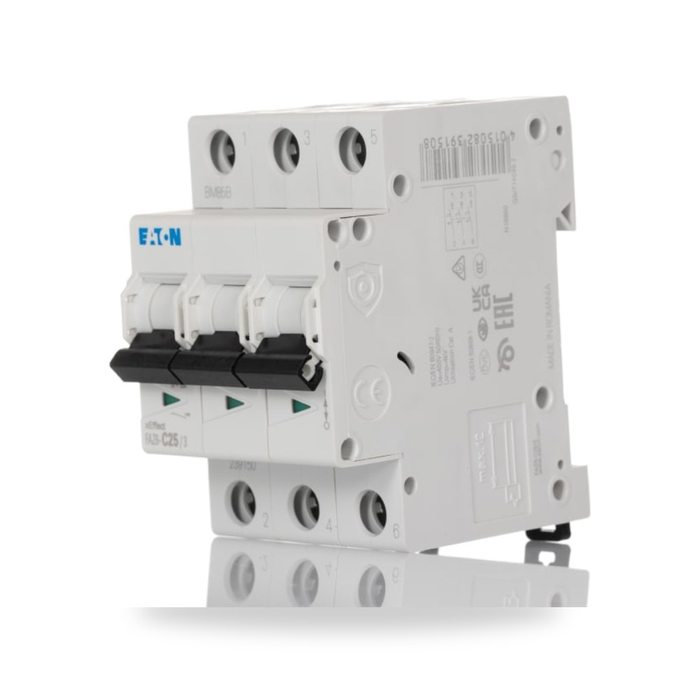 قاطع تيار أوتوماتيكي MCB ثلاثي 25A منحنى طراز ريمكو للتوريدات الصناعية (Reemco Industrial)