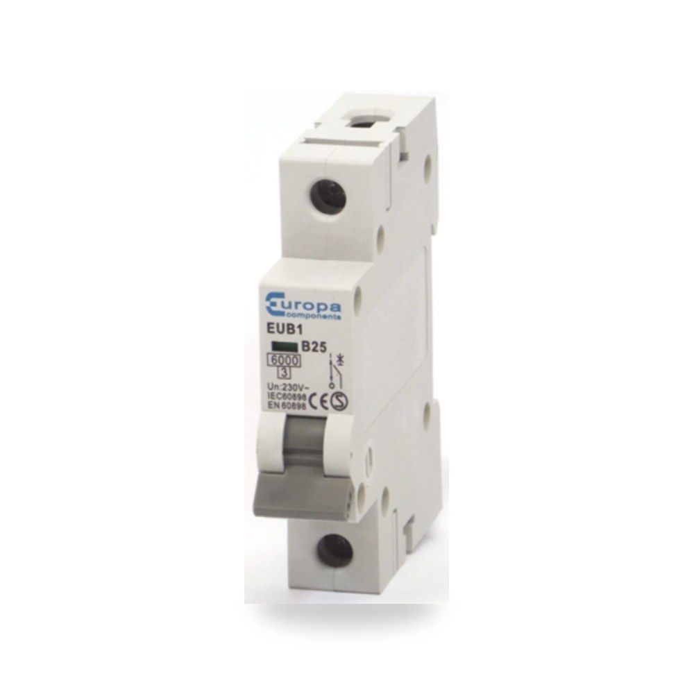 قاطع تيار أوتوماتيكي MCB أحادي 25A منحنى طراز ريمكو للتوريدات الصناعية (Reemco Industrial)