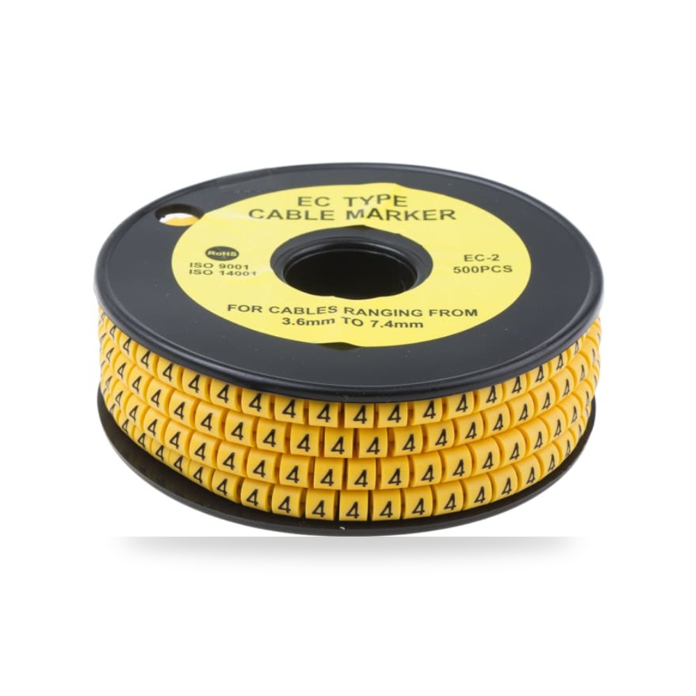 علامة وترقيم كابلات وأسلاك رمز 4 أصفر قطر 7.4 ريمكو للتوريدات الصناعية (Reemco Industrial)