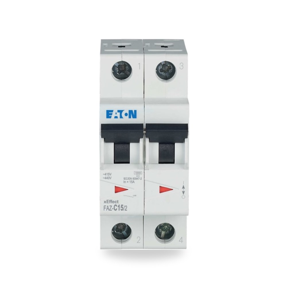 قاطع تيار أوتوماتيكي MCB ثنائي 15A منحنى C RS ريمكو للتوريدات الصناعية (Reemco Industrial)