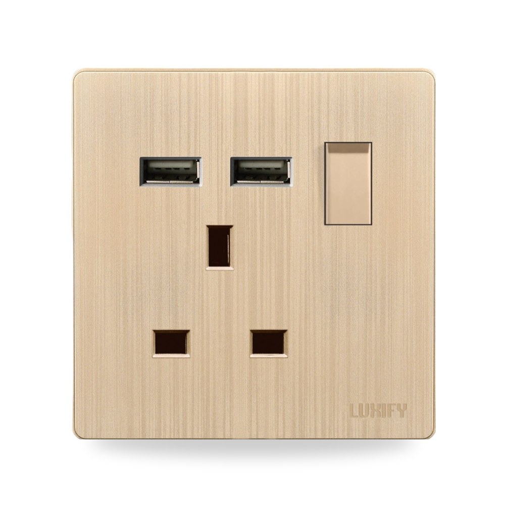 فيش 13 أمبير مع USB LUXIFY ذهبي مطور شركة