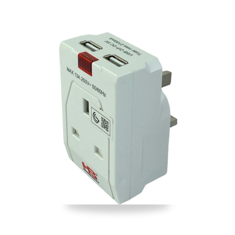 قسام جداري مكعب 1 فتحة HB AU010 2USB