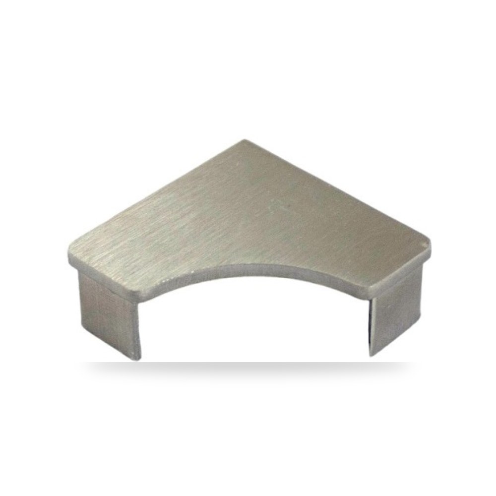 نهاية زاوية نعلة ستانلس ستيل 304 يسار مقاس 12 مم لون سيلفر لماع عاكس (Polished Silver)