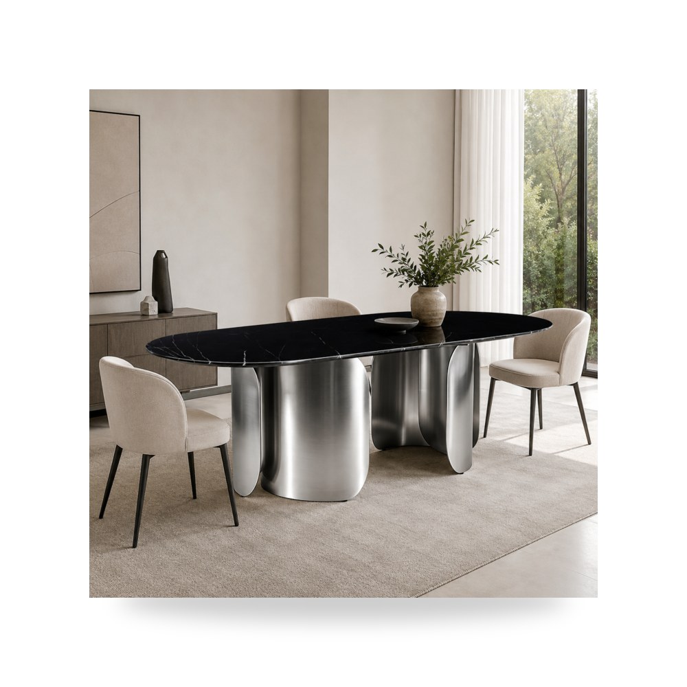 طاولة طعام فضي روتس موديل R2278
