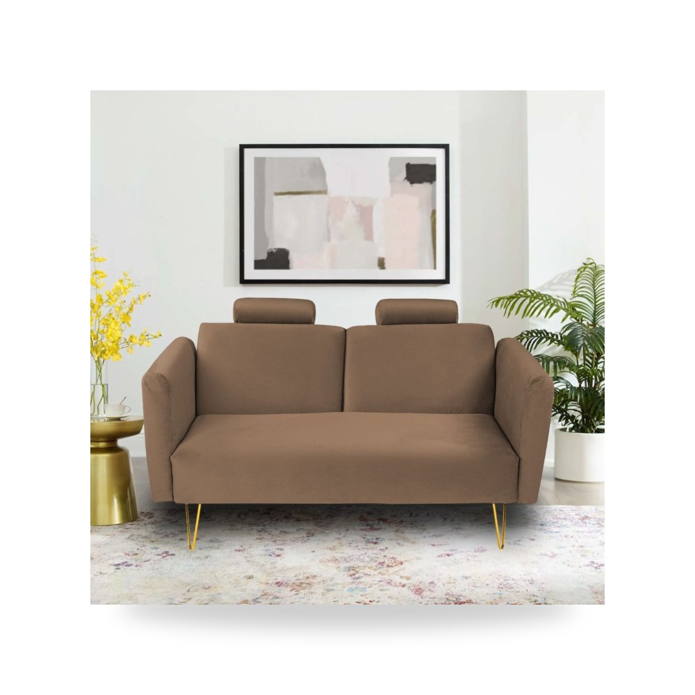 سرير نوم مخمل بني فاتح In House موديل 912002202609 In-House
