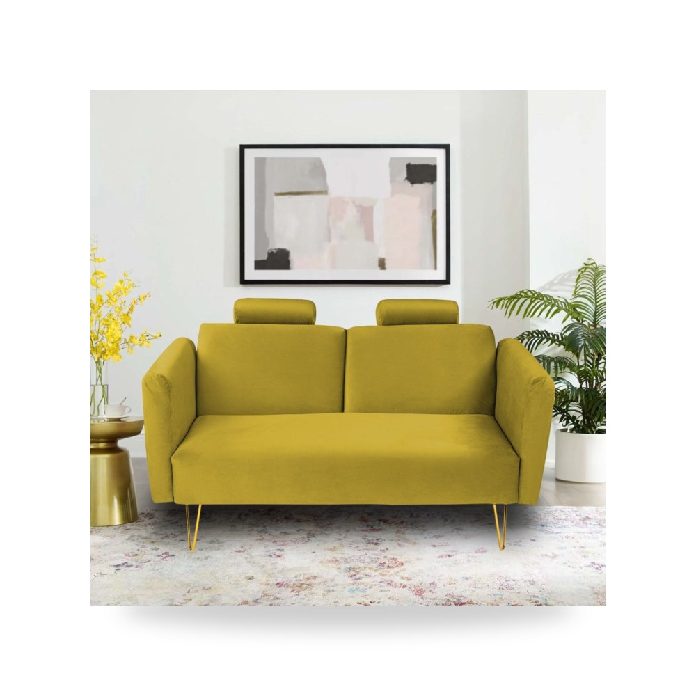 أريكة سرير قطيفة ذهبي Rosela In House موديل 912002202647 In-House