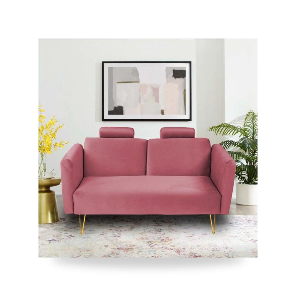 أريكة سرير قطيفة وردي Rosela Dark In House موديل 912002202615 In-House