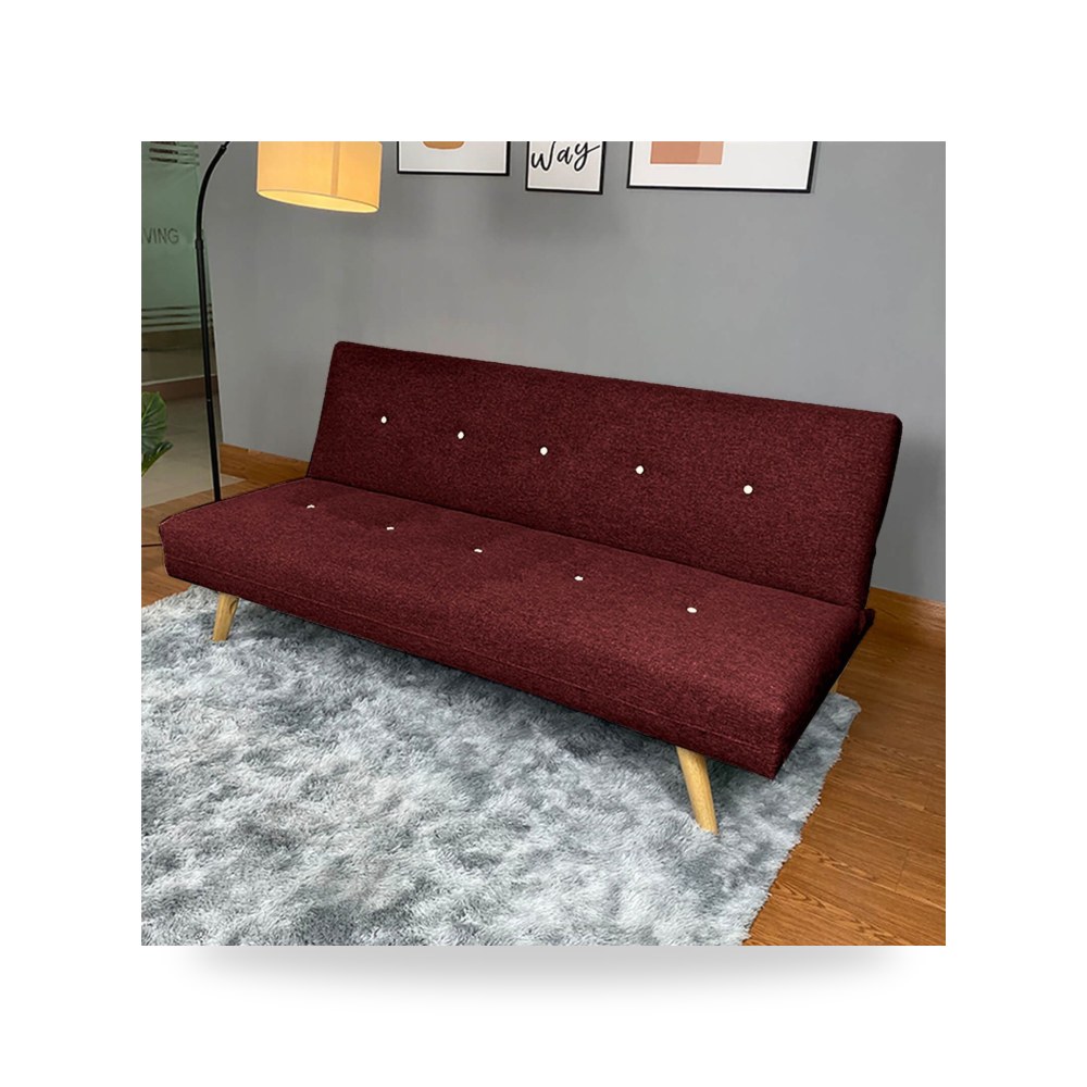 أريكة سرير كتان أحمر Aimar Burgundy In House موديل LV3409-204414 In-House