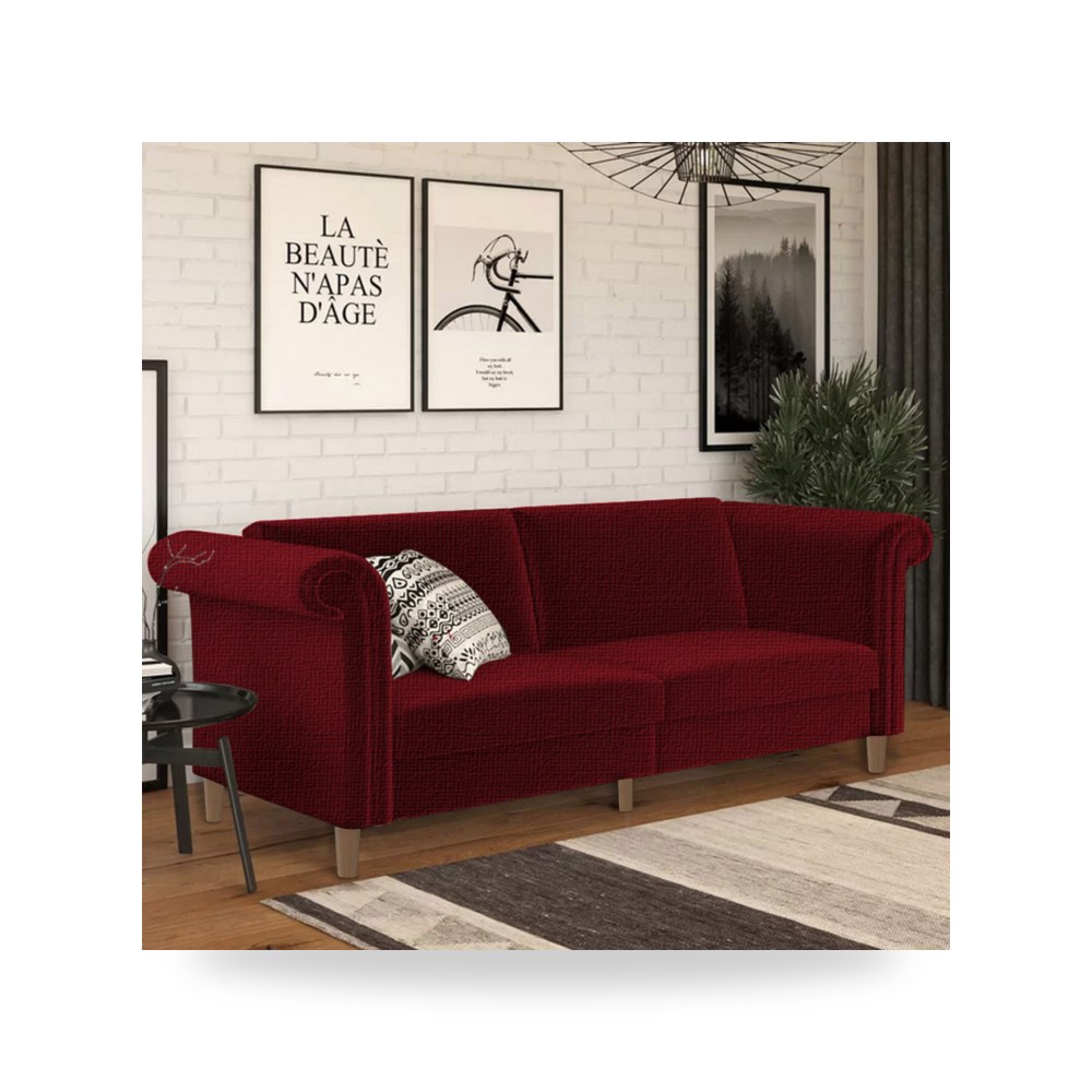 أريكة سرير كتان أحمر Serena Burgundy In House موديل 91200099204414 In-House