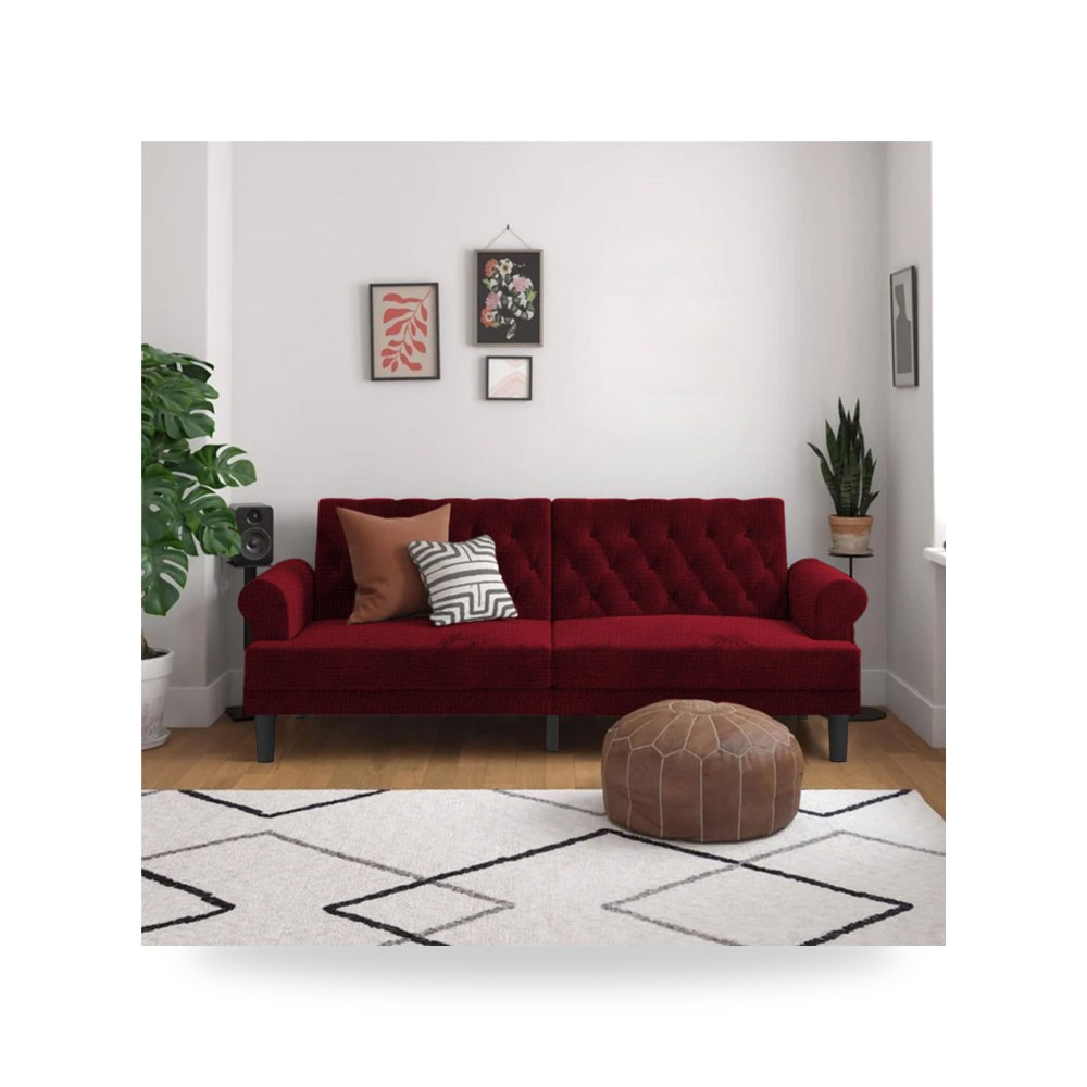 أريكة سرير كتان أحمر Nutella Burgundy In موديل 91200085204414 In-House