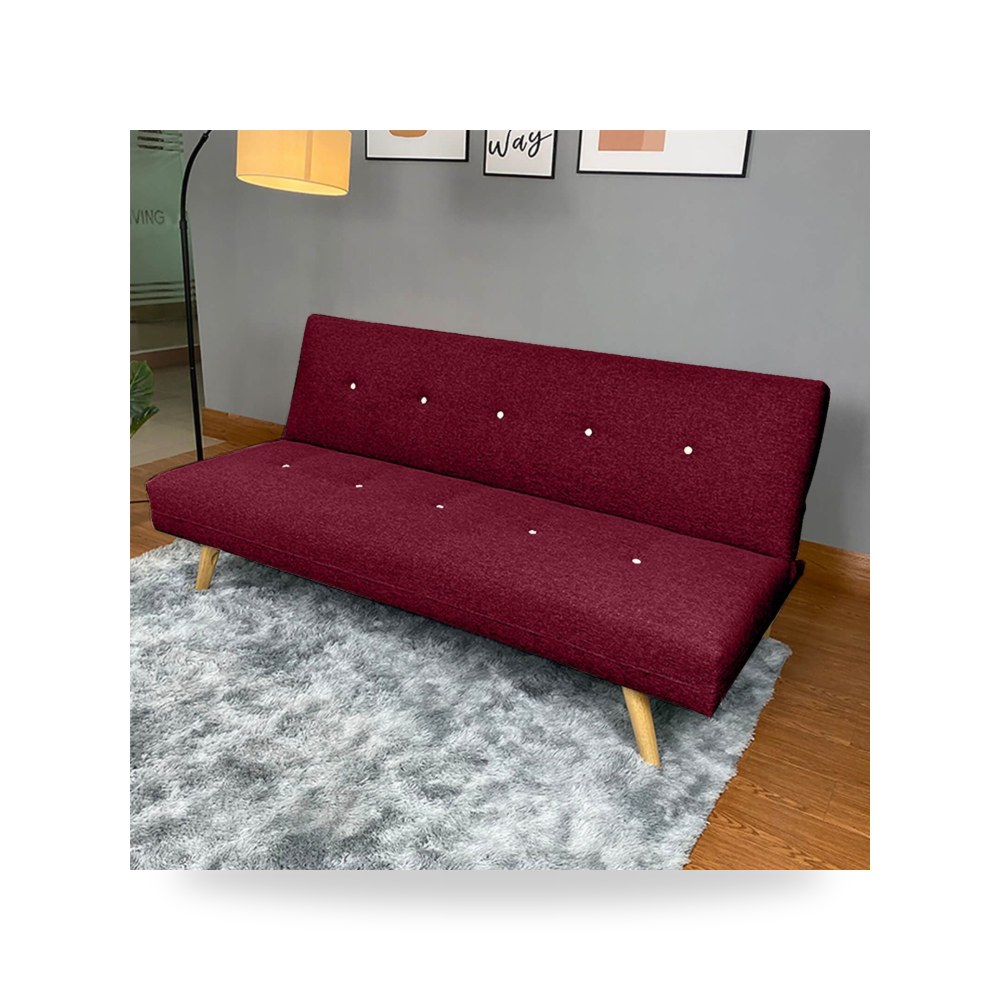 أريكة سرير قطيفة أحمر Aimar Burgundy In House موديل LV3409-202625 In-House