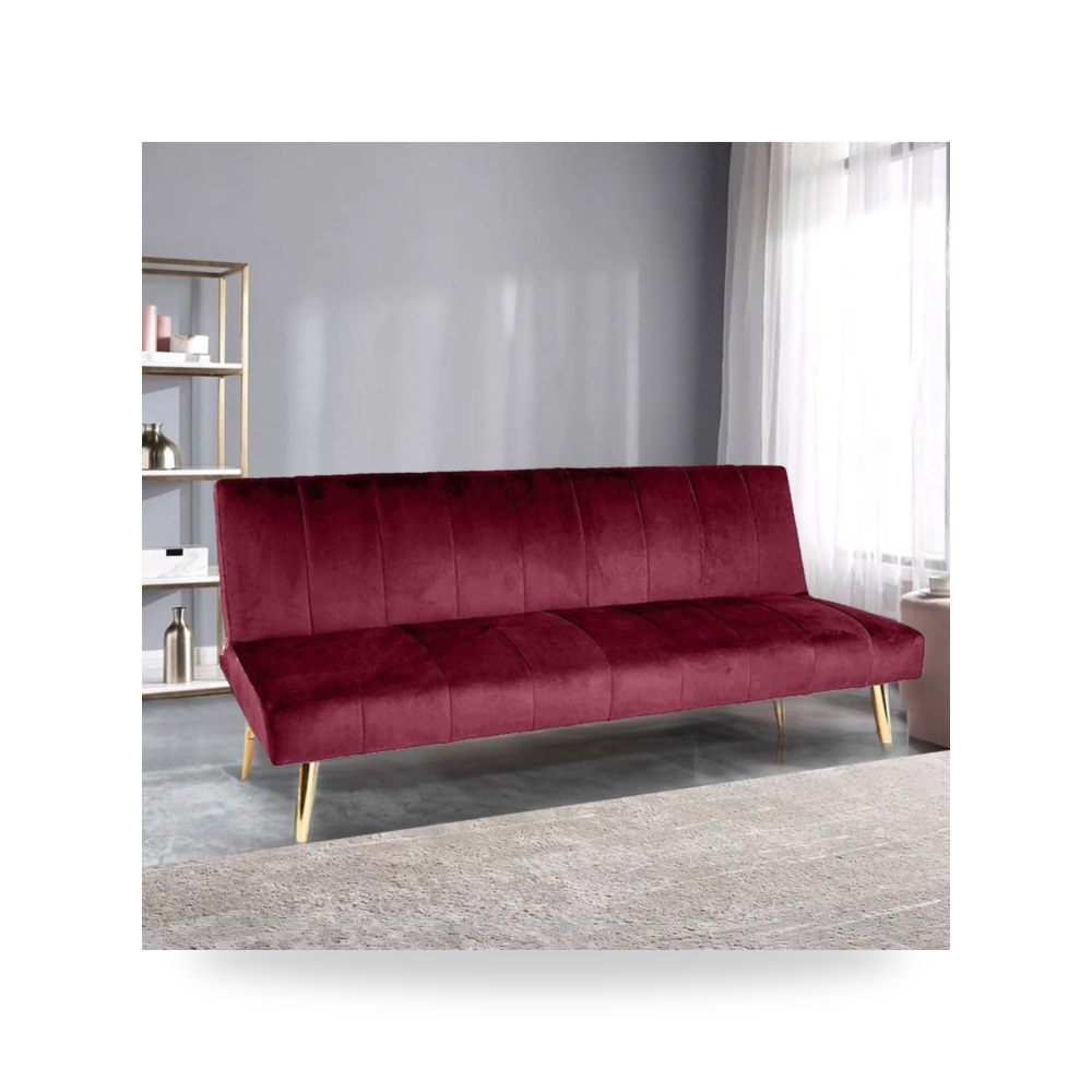 أريكة سرير قطيفة أحمر Celine Burgundy In موديل LV4143S-202625 In-House