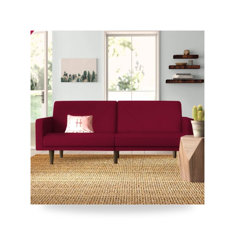أريكة سرير قطيفة أحمر Shahrzad Burgundy In موديل 91200080202625 In-House
