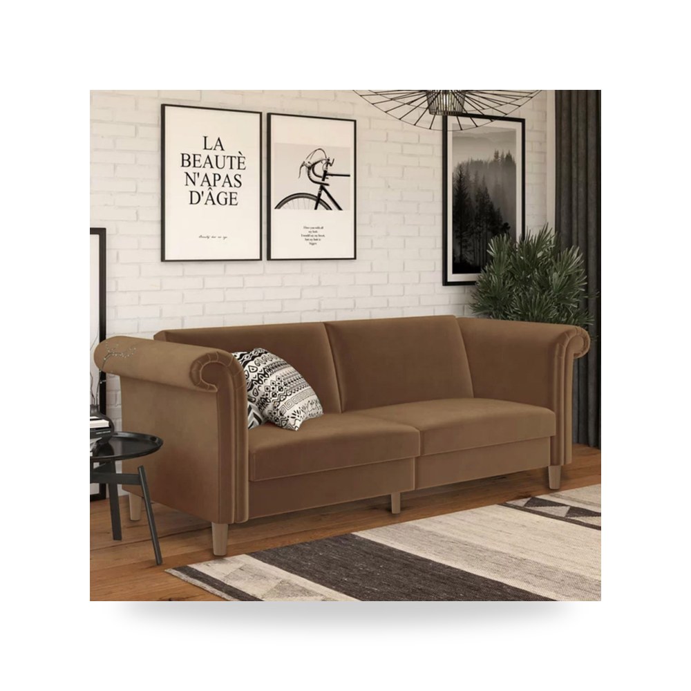 سرير نوم مخمل بني فاتح In House موديل 91200099202609 In-House
