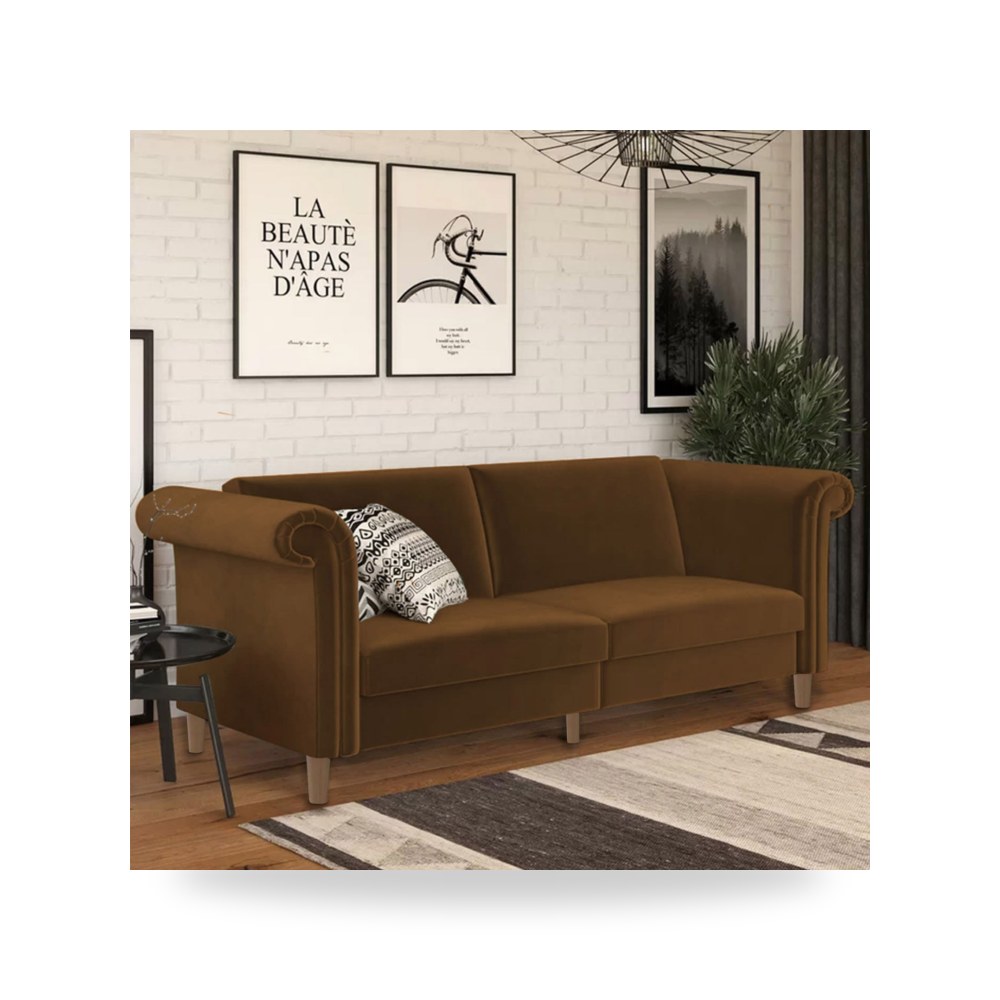 سرير نوم مخمل بني In House موديل 91200099202611 In-House