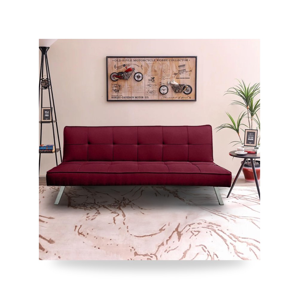 أريكة سرير قطيفة أحمر Sandi Burgundy In House موديل LV319-202625 In-House