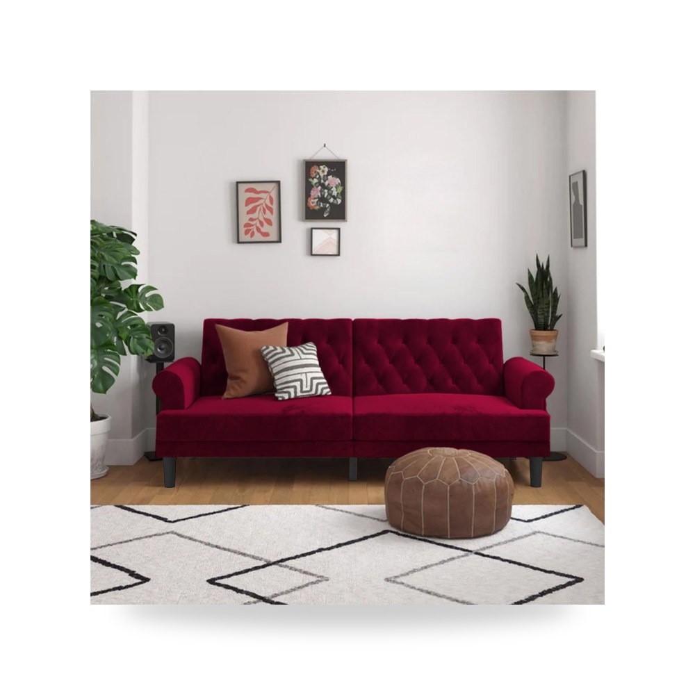 أريكة سرير قطيفة أحمر Nutella Burgundy In موديل 91200085202625 In-House