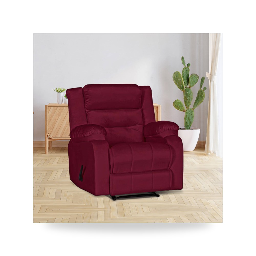 كرسي استرخاء مريح - كرسي استرخاء هزاز ودوار مخمل موديل NZ30 عنابي - من In-House