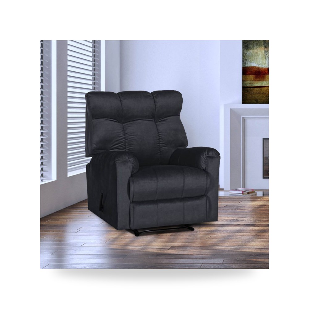 كرسي استرخاء مريح - كرسي استرخاء هزاز مخمل موديل AB011 رمادي داكن - من In-House
