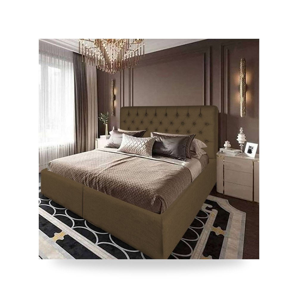 سرير نوم فاخر - هيكل سرير قطيفة بني Paris 200×160 In House - من In-House