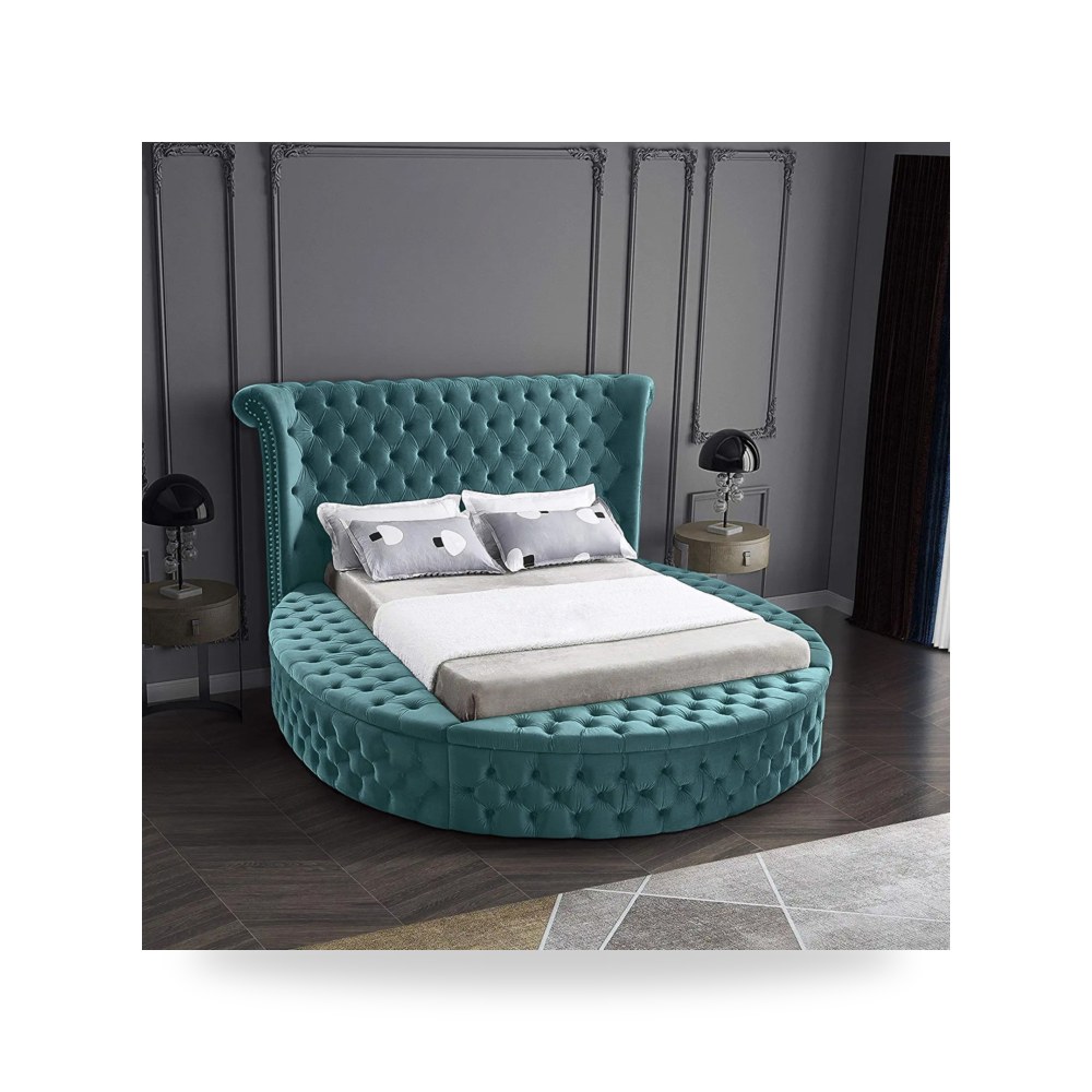 سرير نوم فاخر - هيكل سرير قطيفة Milano Turquoise 200×160 In - من In-House